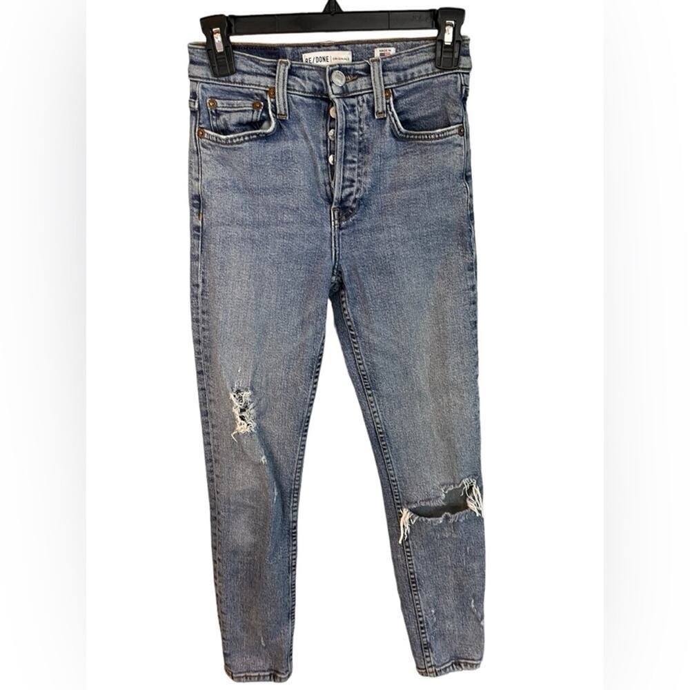 Re/Done Originals High Rise Slim Distressed Jeans Size 24